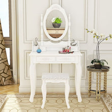 Load image into Gallery viewer, Panana 4 Drawer Vanity Table Set Dressing Table with Cushioned Stool Bedroom Makeup Table Black