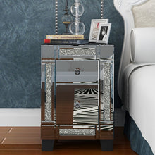 Load image into Gallery viewer, Panana Venetian Mirrored Glass Bedside Table with Drawers Glass Handles Mirror Bedroom Nightstand